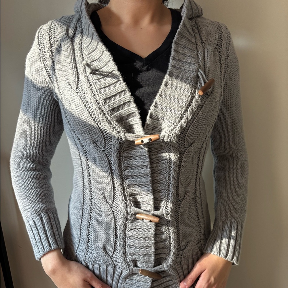 Old Navy Gray Cable Knit Cardigan Sweater